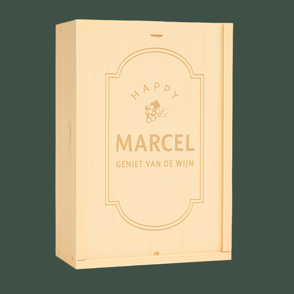 Wijnkist graveren - 2 flessen