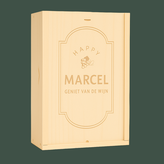 Wijnkist graveren - 2 flessen